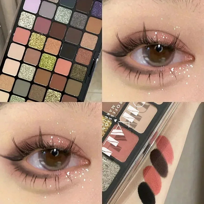 40-Color Eyeshadow Palette-Matte,Shimmer & Satin Finishes in Earthy Browns,Nudes & Multicolor Tones for Stunning Eye Makeup Look