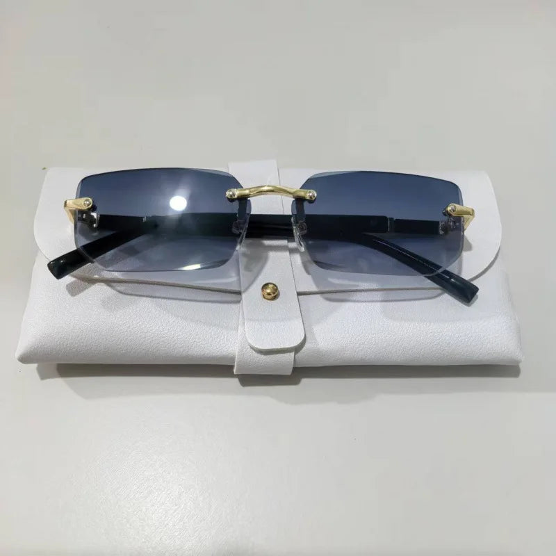 Rimless Sunglasses Rectangle Fashion Popular Women Men Shades Small Square Sun Glasses For Female male Summer Traveling Oculos