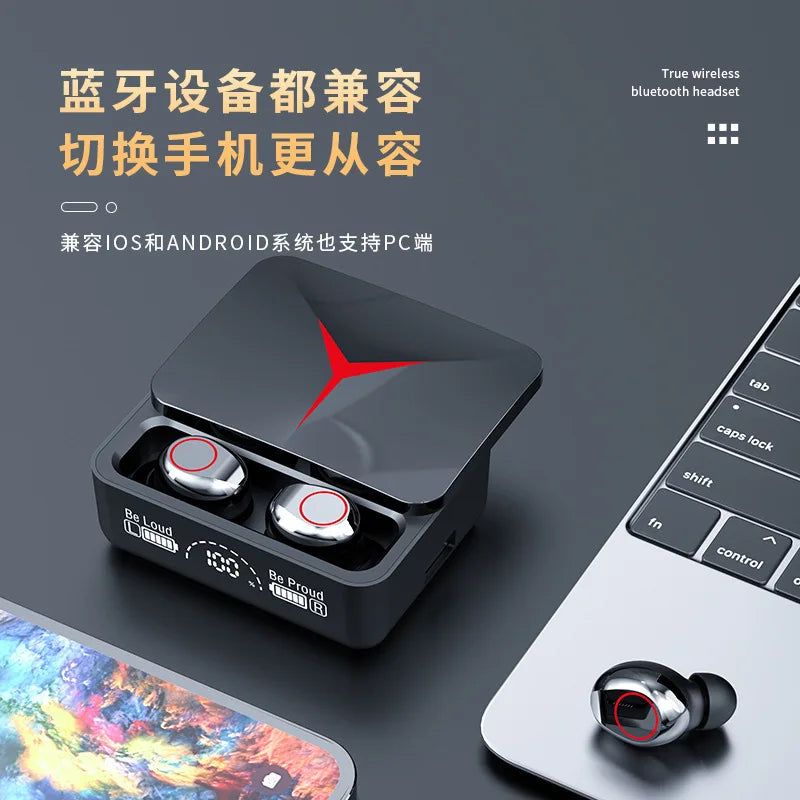 Wireless Bluetooth earbuds, in-ear touch earbuds, gaming headphones, stereo noise-cancelling, with microphone, for mobile gaming