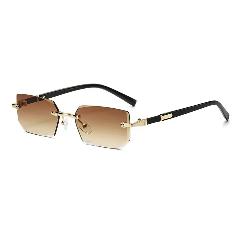 Rimless Sunglasses Rectangle Fashion Popular Women Men Shades Small Square Sun Glasses For Female male Summer Traveling Oculos