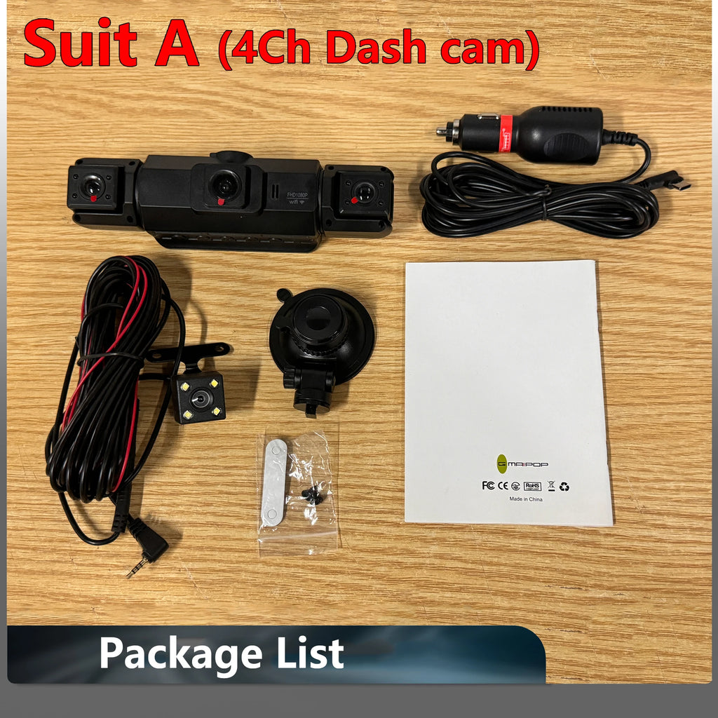 Dashcam for cars 4 Channel Black Box WiFi Driving Camera FHD 1080P Night Vision Loop Recording add Hardwire kit car accessories
